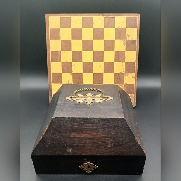 Antique Vintage Chess Set with Case and Board - Picture 7 of 9